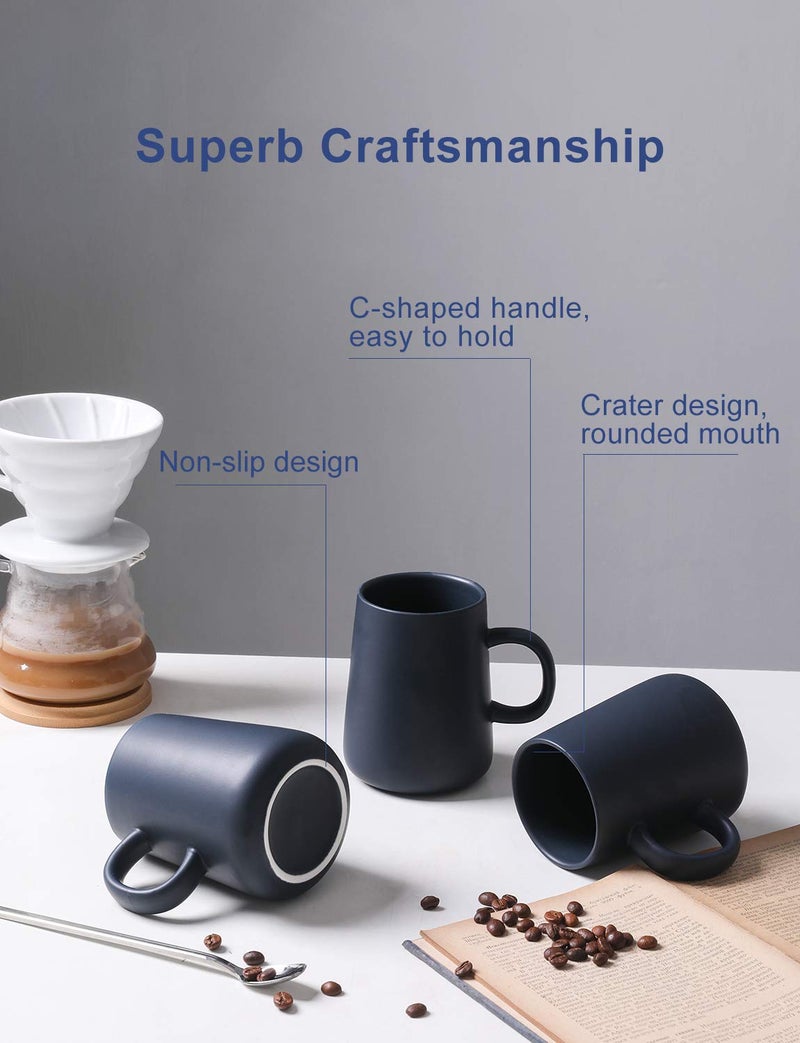 ARRADEN Coffee Mug, Matte Ceramic Coffee Cup, Both Hot & Cold Beverage Tea Cup for Office & Home, Suitable for Dishwasher & Microwave & Oven, 16.5 oz (Royal Blue) - Image 3